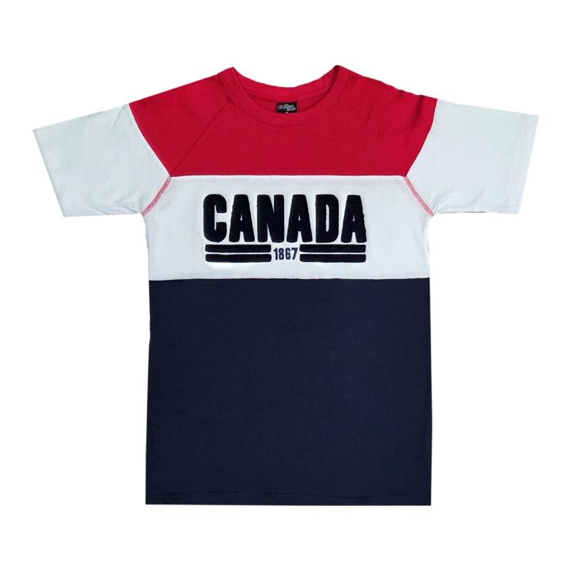 Product Photo of CANADA-RED-WHITE-BLUE T - Canada Stripe Chenille T-Shirt