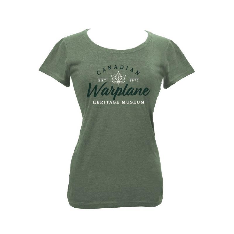 Product Photo of CWHM LDS branded TShirt Mil Green - Canadian Warplane Heritage Ladies Scoop Neck T-Shirt