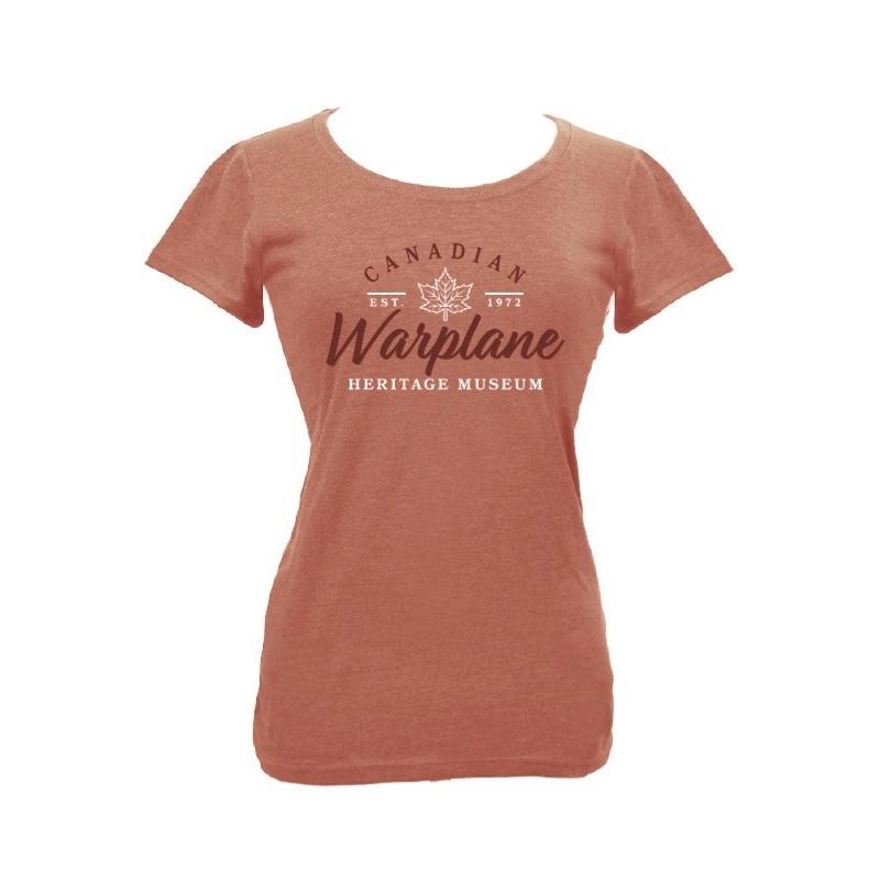 Product Photo of CWHM LDS branded TShirt Rust - Canadian Warplane Heritage Ladies Scoop Neck T-Shirt - Rust